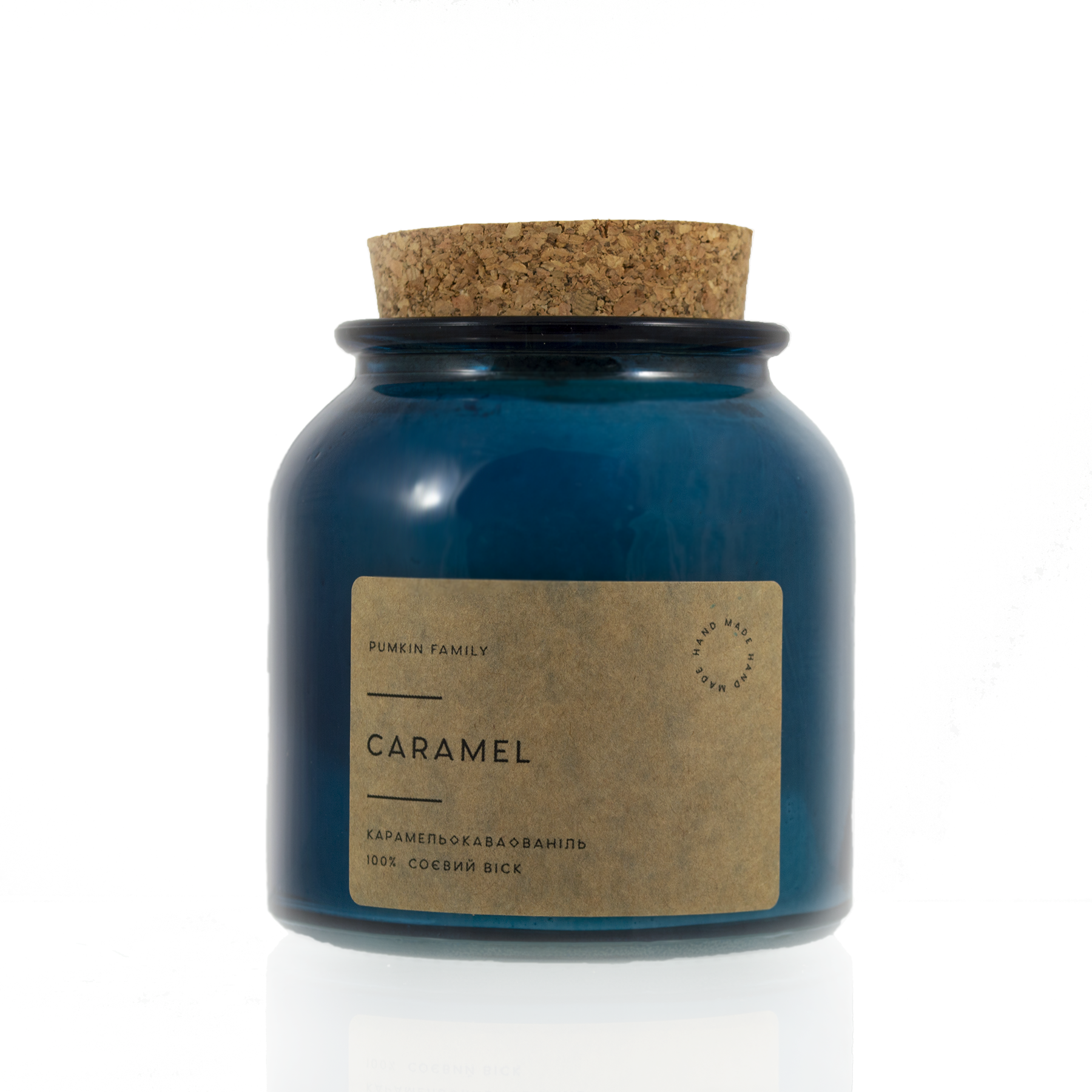 "Caramel" соєва свічка,  оксфорд синій, бавовняний